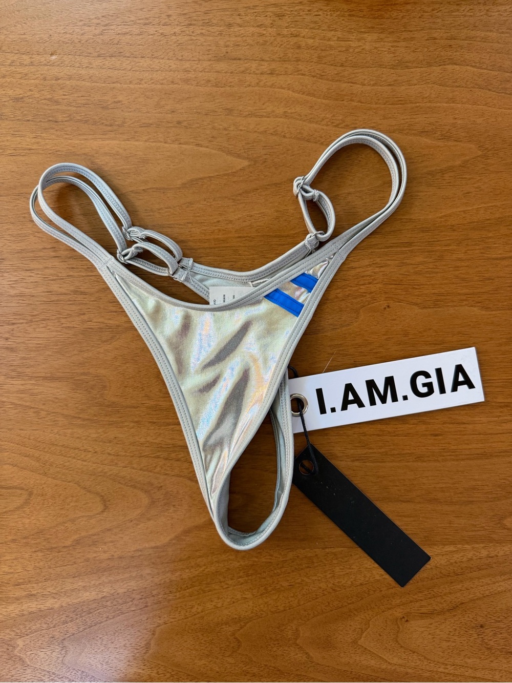 I.AM.GIA Iridescent Silver Holographic Bikini Bottom